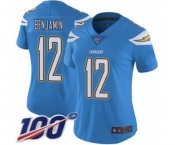 Women's Los Angeles Chargers #12 Travis Benjamin Electric Blue Alternate Vapor Untouchable Limited Player 100th Season Football Jersey