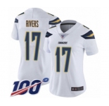 Women's Los Angeles Chargers #17 Philip Rivers White Vapor Untouchable Limited Player 100th Season Football Jersey