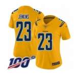 Women's Los Angeles Chargers #23 Rayshawn Jenkins Limited Gold Inverted Legend 100th Season Football Jersey