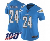 Women's Los Angeles Chargers #24 Trevor Williams Electric Blue Alternate Vapor Untouchable Limited Player 100th Season Football Jersey