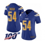 Women's Los Angeles Chargers #54 Melvin Ingram Limited Electric Blue Rush Vapor Untouchable 100th Season Football Jersey