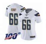 Women's Los Angeles Chargers #66 Dan Feeney White Vapor Untouchable Limited Player 100th Season Football Jersey