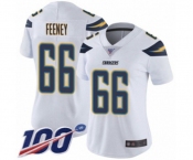 Women's Los Angeles Chargers #66 Dan Feeney White Vapor Untouchable Limited Player 100th Season Football Jersey