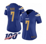Women's Los Angeles Chargers #7 Doug Flutie Limited Electric Blue Rush Vapor Untouchable 100th Season Football Jersey
