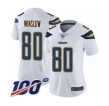 Women's Los Angeles Chargers #80 Kellen Winslow White Vapor Untouchable Limited Player 100th Season Football Jersey