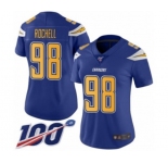 Women's Los Angeles Chargers #98 Isaac Rochell Limited Electric Blue Rush Vapor Untouchable 100th Season Football Jersey