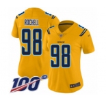 Women's Los Angeles Chargers #98 Isaac Rochell Limited Gold Inverted Legend 100th Season Football Jersey