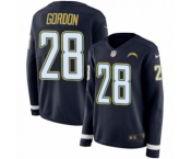 Women's Nike Los Angeles Chargers #28 Melvin Gordon Limited Navy Blue Therma Long Sleeve NFL Jersey