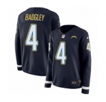 Women's Nike Los Angeles Chargers #4 Michael Badgley Limited Navy Blue Therma Long Sleeve NFL Jersey