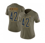 Women's Nike Los Angeles Chargers #42 Uchenna Nwosu Limited Olive 2017 Salute to Service NFL Jersey