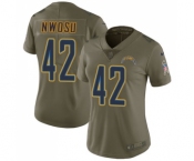 Women's Nike Los Angeles Chargers #42 Uchenna Nwosu Limited Olive 2017 Salute to Service NFL Jersey
