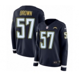 Women's Nike Los Angeles Chargers #57 Jatavis Brown Limited Navy Blue Therma Long Sleeve NFL Jersey