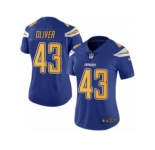 Women's Nike San Diego Chargers #43 Branden Oliver Limited Electric Blue Rush NFL Jersey