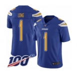 Youth Los Angeles Chargers #1 Ty Long Limited Electric Blue Rush Vapor Untouchable 100th Season Football Jersey
