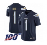 Youth Los Angeles Chargers #1 Ty Long Navy Blue Team Color Vapor Untouchable Limited Player 100th Season Football Jersey