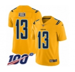 Youth Los Angeles Chargers #13 Keenan Allen Limited Gold Inverted Legend 100th Season Football Jersey