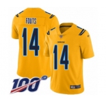 Youth Los Angeles Chargers #14 Dan Fouts Limited Gold Inverted Legend 100th Season Football Jersey