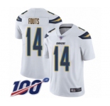 Youth Los Angeles Chargers #14 Dan Fouts White Vapor Untouchable Limited Player 100th Season Football Jersey