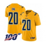 Youth Los Angeles Chargers #20 Desmond King Limited Gold Inverted Legend 100th Season Football Jersey