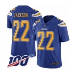 Youth Los Angeles Chargers #22 Justin Jackson Limited Electric Blue Rush Vapor Untouchable 100th Season Football Jersey