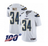 Youth Los Angeles Chargers #34 Derek Watt White Vapor Untouchable Limited Player 100th Season Football Jersey