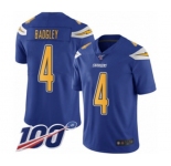 Youth Los Angeles Chargers #4 Michael Badgley Limited Electric Blue Rush Vapor Untouchable 100th Season Football Jersey