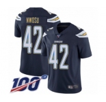 Youth Los Angeles Chargers #42 Uchenna Nwosu Navy Blue Team Color Vapor Untouchable Limited Player 100th Season Football Jersey
