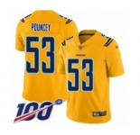 Youth Los Angeles Chargers #53 Mike Pouncey Limited Gold Inverted Legend 100th Season Football Jersey