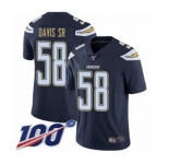 Youth Los Angeles Chargers #58 Thomas Davis Sr Navy Blue Team Color Vapor Untouchable Limited Player 100th Season Football Jersey