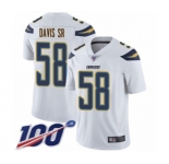Youth Los Angeles Chargers #58 Thomas Davis Sr White Vapor Untouchable Limited Player 100th Season Football Jersey