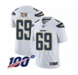 Youth Los Angeles Chargers #69 Sam Tevi White Vapor Untouchable Limited Player 100th Season Football Jersey