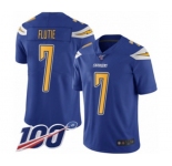 Youth Los Angeles Chargers #7 Doug Flutie Limited Electric Blue Rush Vapor Untouchable 100th Season Football Jersey