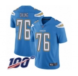 Youth Los Angeles Chargers #76 Russell Okung Electric Blue Alternate Vapor Untouchable Limited Player 100th Season Football Jersey