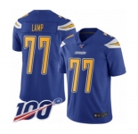 Youth Los Angeles Chargers #77 Forrest Lamp Limited Electric Blue Rush Vapor Untouchable 100th Season Football Jersey
