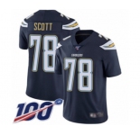 Youth Los Angeles Chargers #78 Trent Scott Navy Blue Team Color Vapor Untouchable Limited Player 100th Season Football Jersey