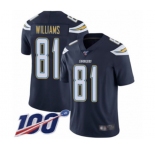 Youth Los Angeles Chargers #81 Mike Williams Navy Blue Team Color Vapor Untouchable Limited Player 100th Season Football Jersey
