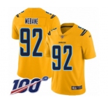 Youth Los Angeles Chargers #92 Brandon Mebane Limited Gold Inverted Legend 100th Season Football Jersey