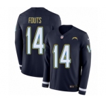Youth Nike Los Angeles Chargers #14 Dan Fouts Limited Navy Blue Therma Long Sleeve NFL Jersey
