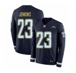 Youth Nike Los Angeles Chargers #23 Rayshawn Jenkins Limited Navy Blue Therma Long Sleeve NFL Jersey