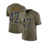 Youth Nike Los Angeles Chargers #42 Uchenna Nwosu Limited Olive 2017 Salute to Service NFL Jersey