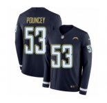 Youth Nike Los Angeles Chargers #53 Mike Pouncey Limited Navy Blue Therma Long Sleeve NFL Jersey