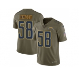 Youth Nike Los Angeles Chargers #58 Uchenna Nwosu Olive Stitched NFL Limited 2017 Salute to Service Jersey