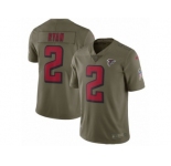 Men Nike Atlanta Falcons #2 Matt Ryan Limited Olive 2017 Salute to Service NFL Jersey