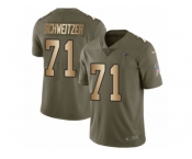 Men Nike Atlanta Falcons #71 Wes Schweitzer Limited Olive Gold 2017 Salute to Service NFL Jersey