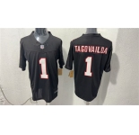 Men's Atlanta Falcons #1 Tua Tagovailoa Black F.U.S.E. Vapor Untouchable Limited Stitched Football Stitched Jersey