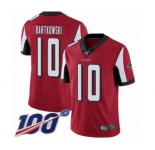 Men's Atlanta Falcons #10 Steve Bartkowski Red Team Color Vapor Untouchable Limited Player 100th Season Football Jersey