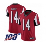 Men's Atlanta Falcons #14 Justin Hardy Red Team Color Vapor Untouchable Limited Player 100th Season Football Jersey