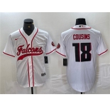 Men's Atlanta Falcons #18 Kirk Cousins White With Patch Cool Base Baseball Stitched Jersey