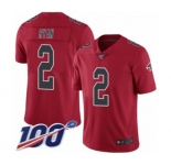 Men's Atlanta Falcons #2 Matt Ryan Limited Red Rush Vapor Untouchable 100th Season Football Jersey