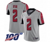 Men's Atlanta Falcons #2 Matt Ryan Limited Silver Inverted Legend 100th Season Football Jersey